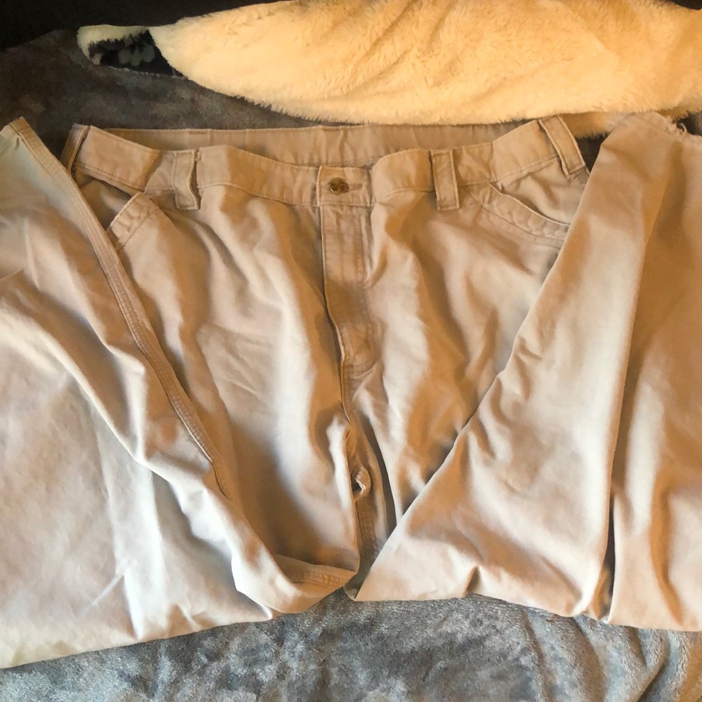 Carhartt White/Cream Cargo Pants Distressed - Men’s Large - Streetwear/Workwear